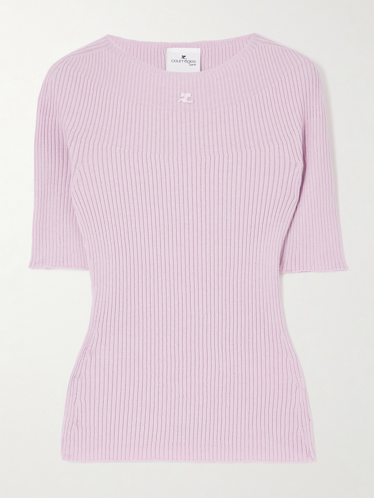 Courrèges Ribbed Cotton And Wool-blend Sweater In Pink