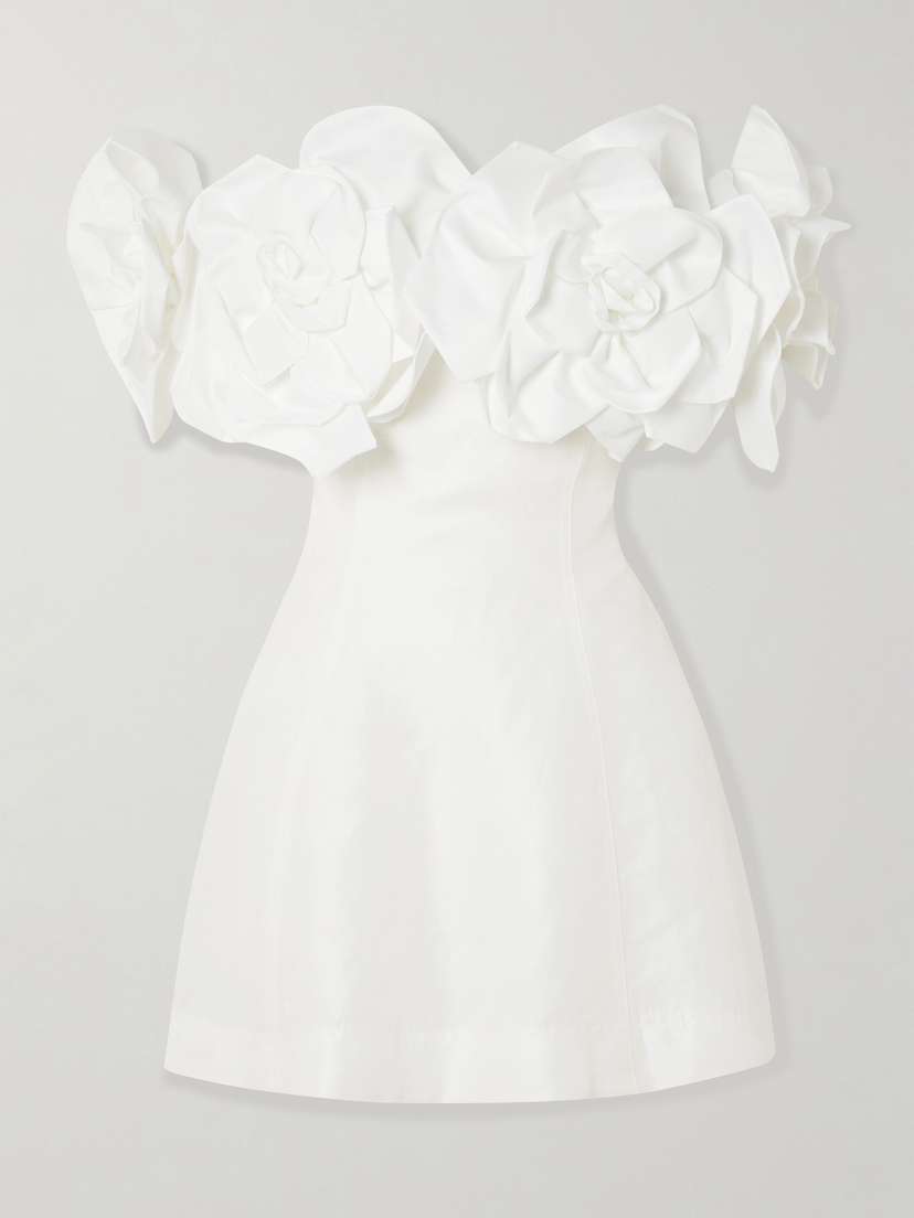 Aje Etta Off-the-shoulder Appliquéd Linen-blend Mini Dress