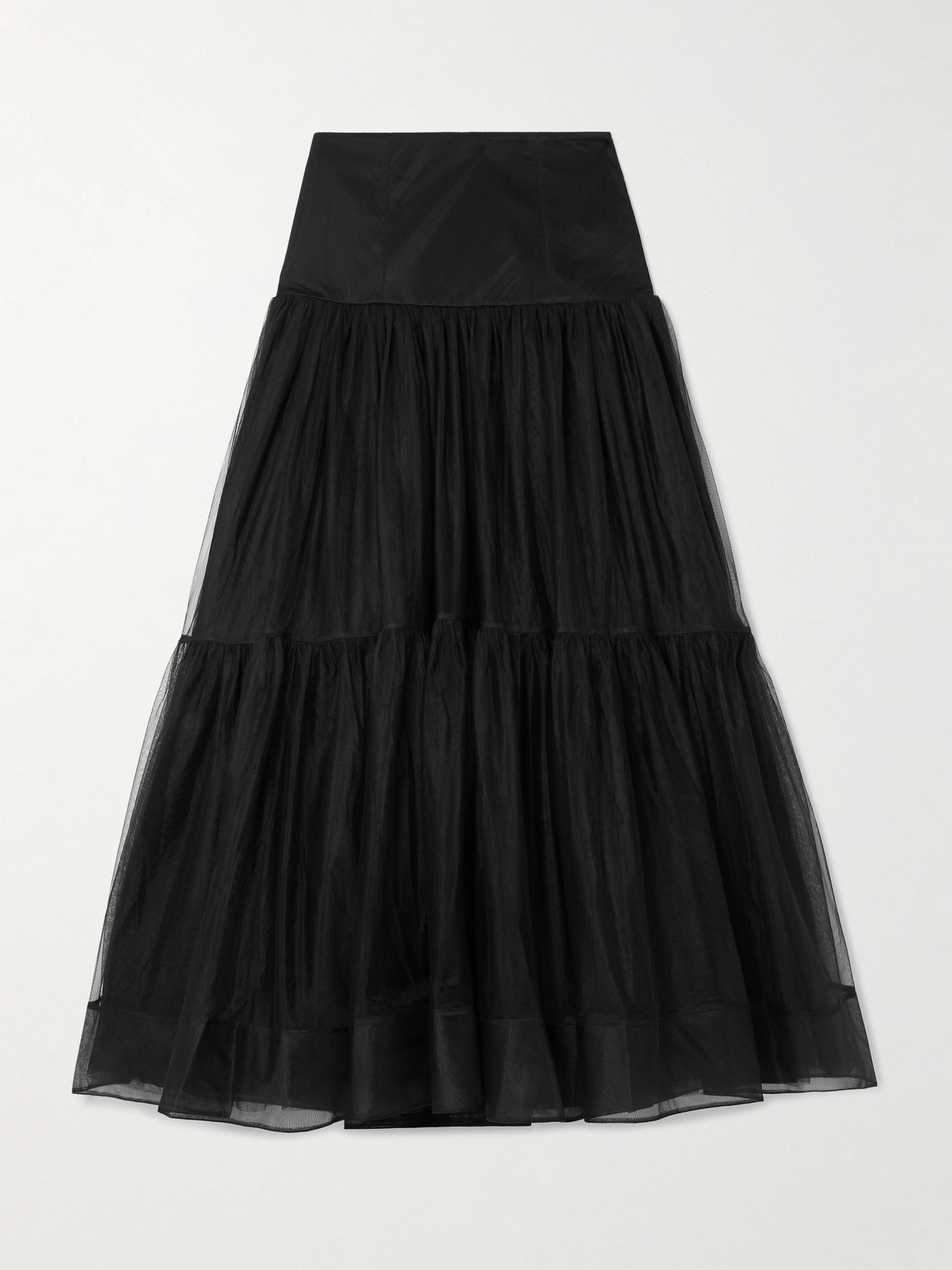Aje Gia Tiered Mesh Maxi Skirt In Black