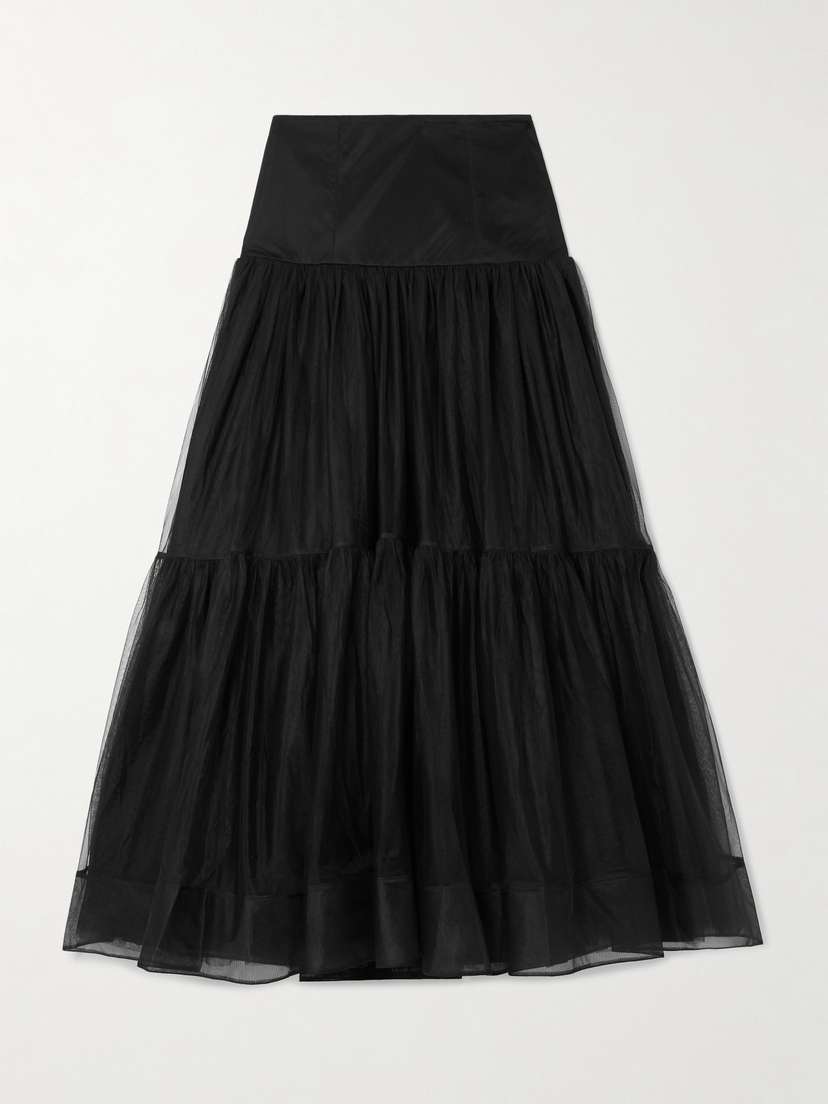 Aje Gia Tiered Mesh Maxi Skirt