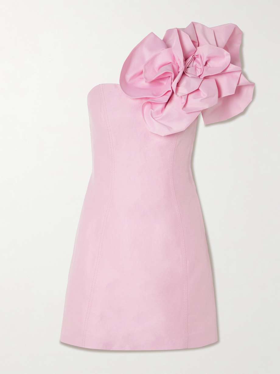 florence floral-appliquéd linen-blend crepe mini dress