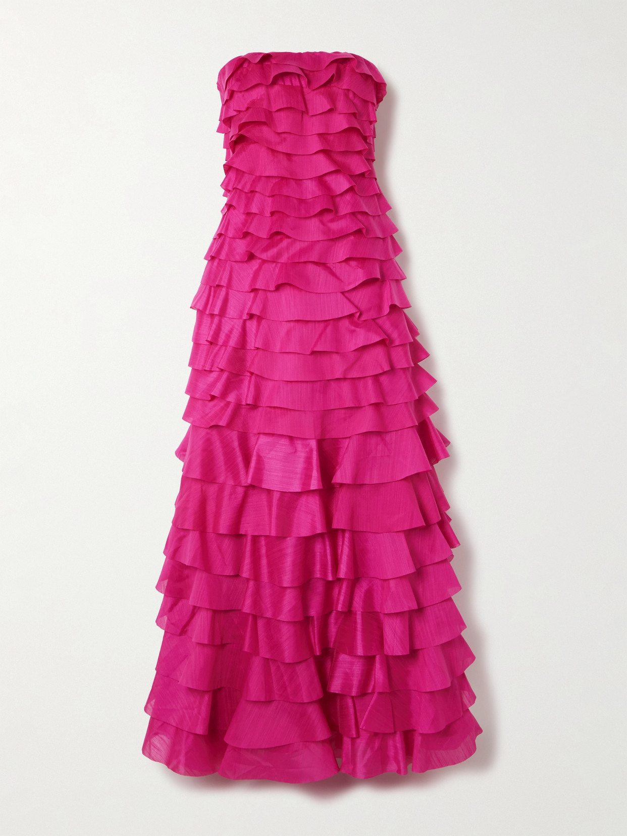 Aje Fleur Strapless Ruffled Tiered Gauze Gown In Purple