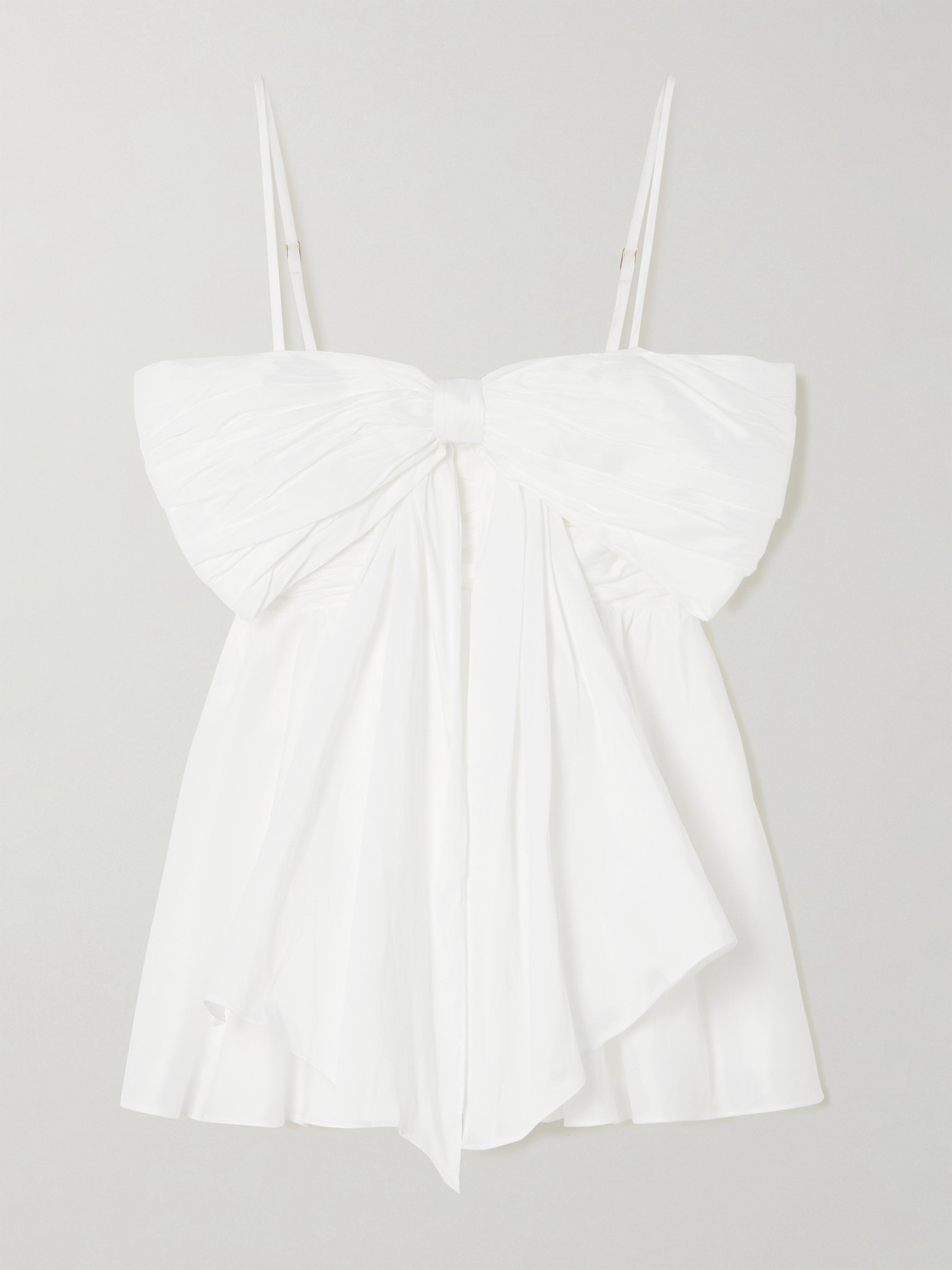 Aje Scarlett Bow-embellished Crepe Peplum Top In Ivory