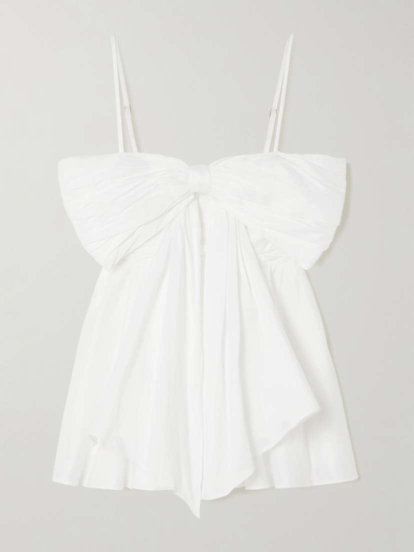 Aje Scarlett Bow-embellished Crepe Peplum Top