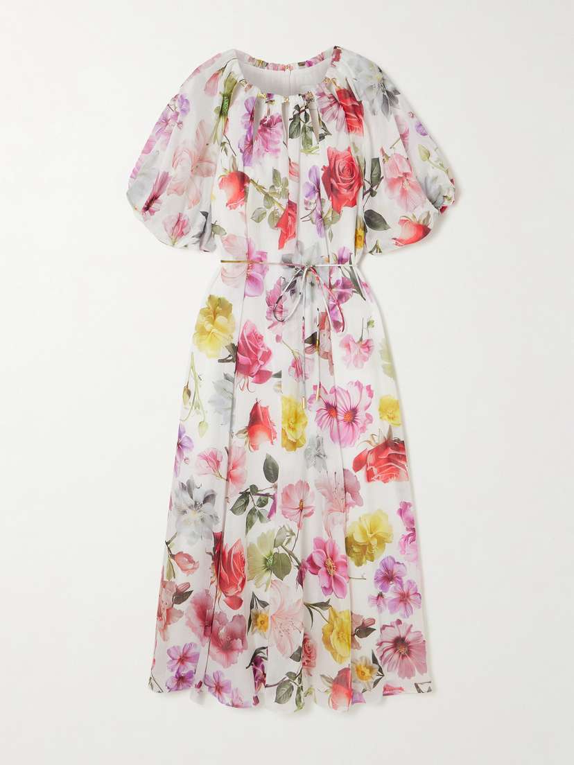 Aje Fleur Embellished Floral-print Tencel™ Lyocell-blend Midi Dress