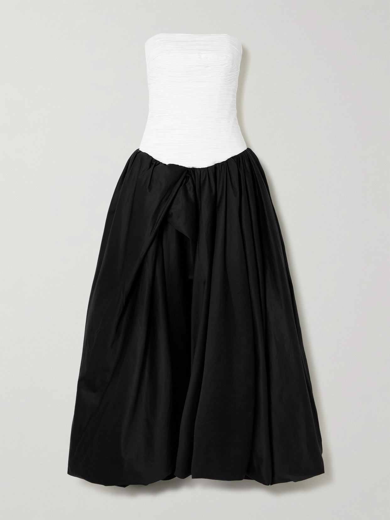 Aje Violette Strapless Ruched Cotton-poplin Gown In Black