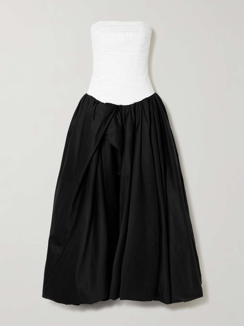 Aje Violette Strapless Ruched Cotton-poplin Gown