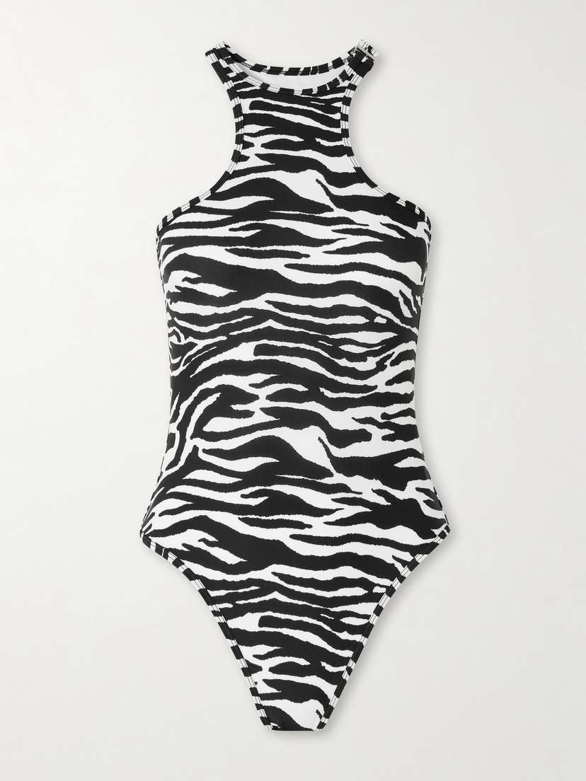 The Attico Embellished Zebra-print Swimsuit