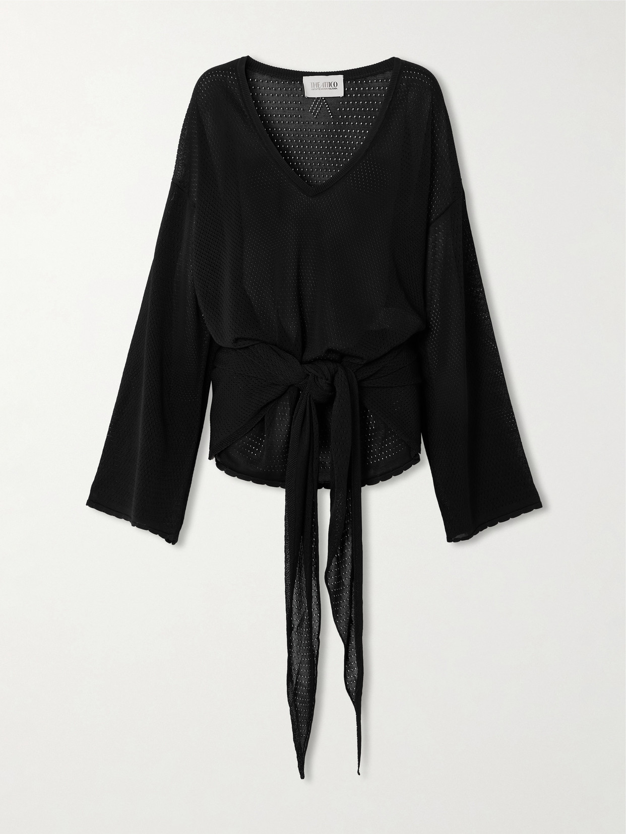 Attico Tie-detailed Pointelle-knit Coverup