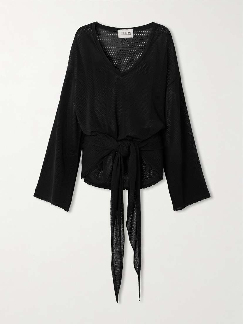 The Attico Tie-detailed Pointelle-knit Coverup