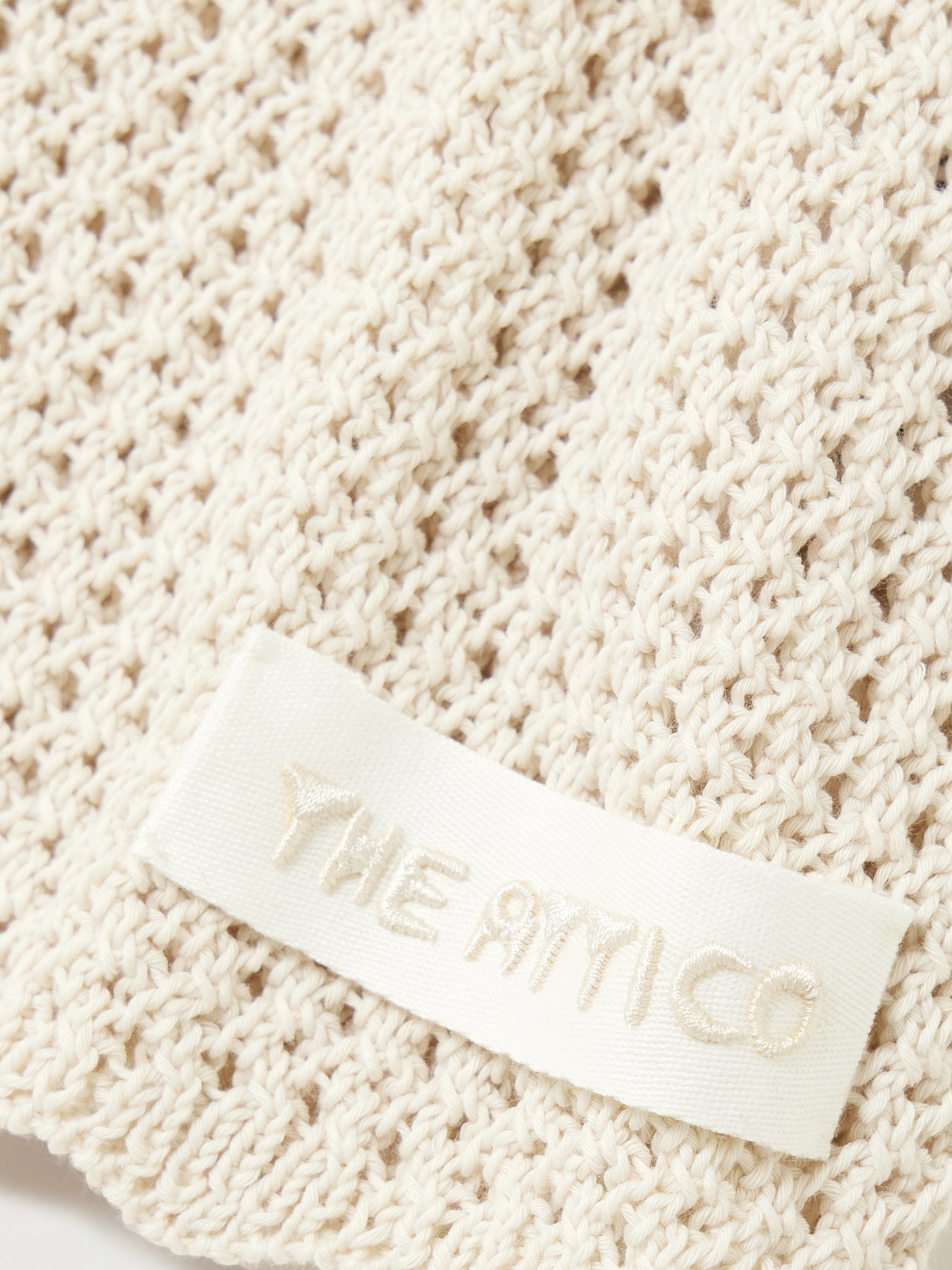 Attico Crochet Tie-strap Dress In Neutral