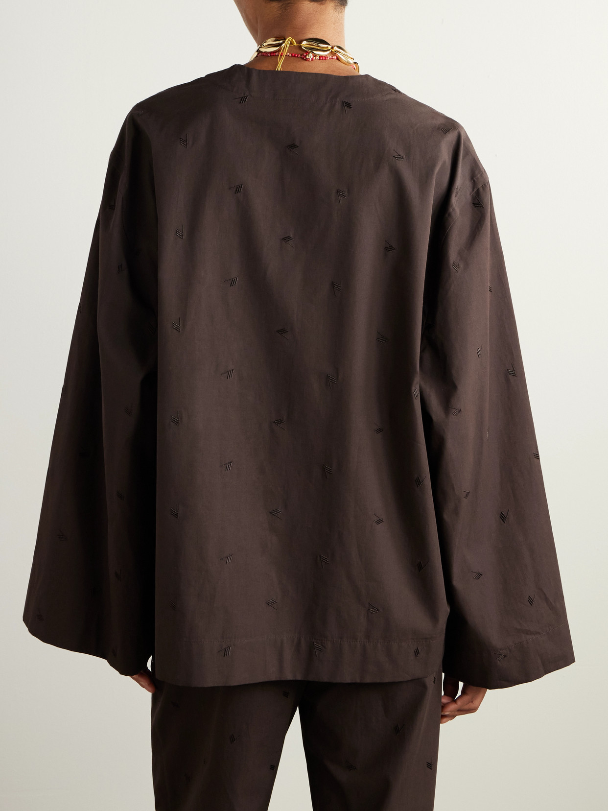 Attico Embroidered Cotton-blend Poplin Blouse