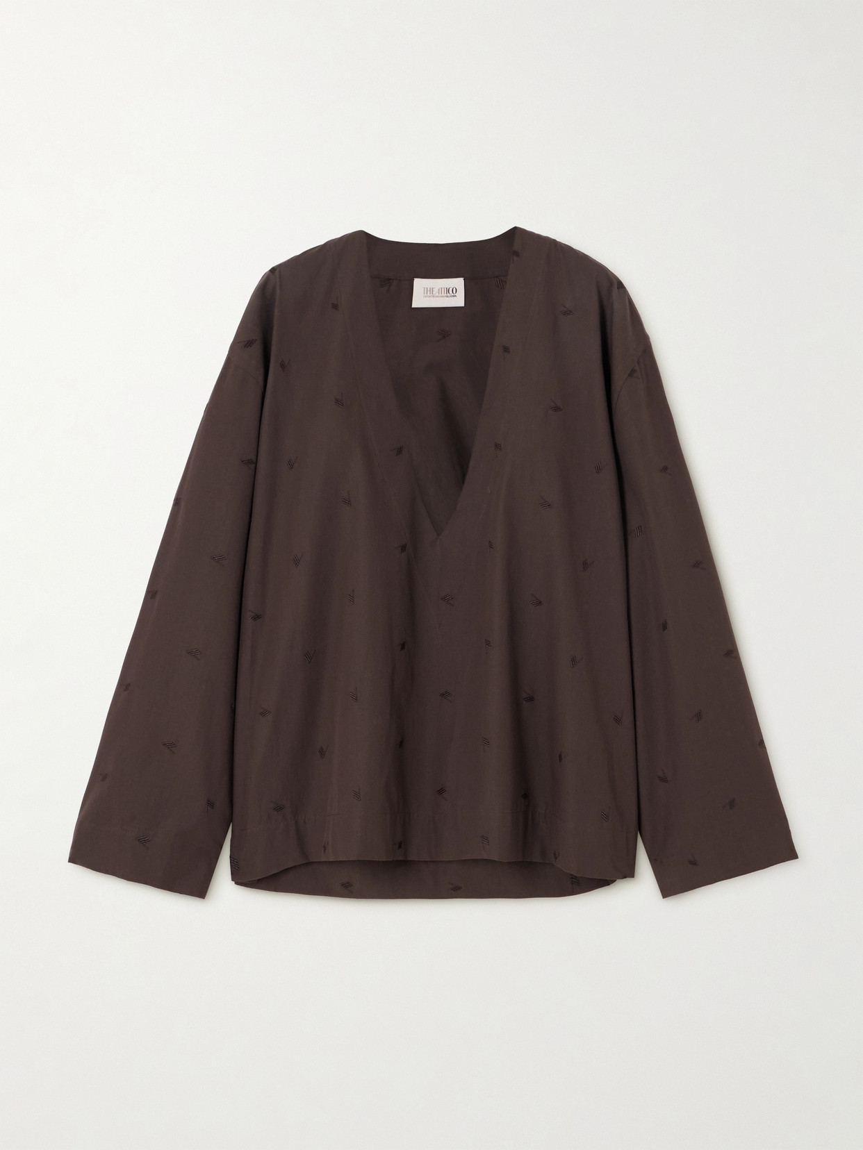 Attico Embroidered Cotton-blend Poplin Blouse