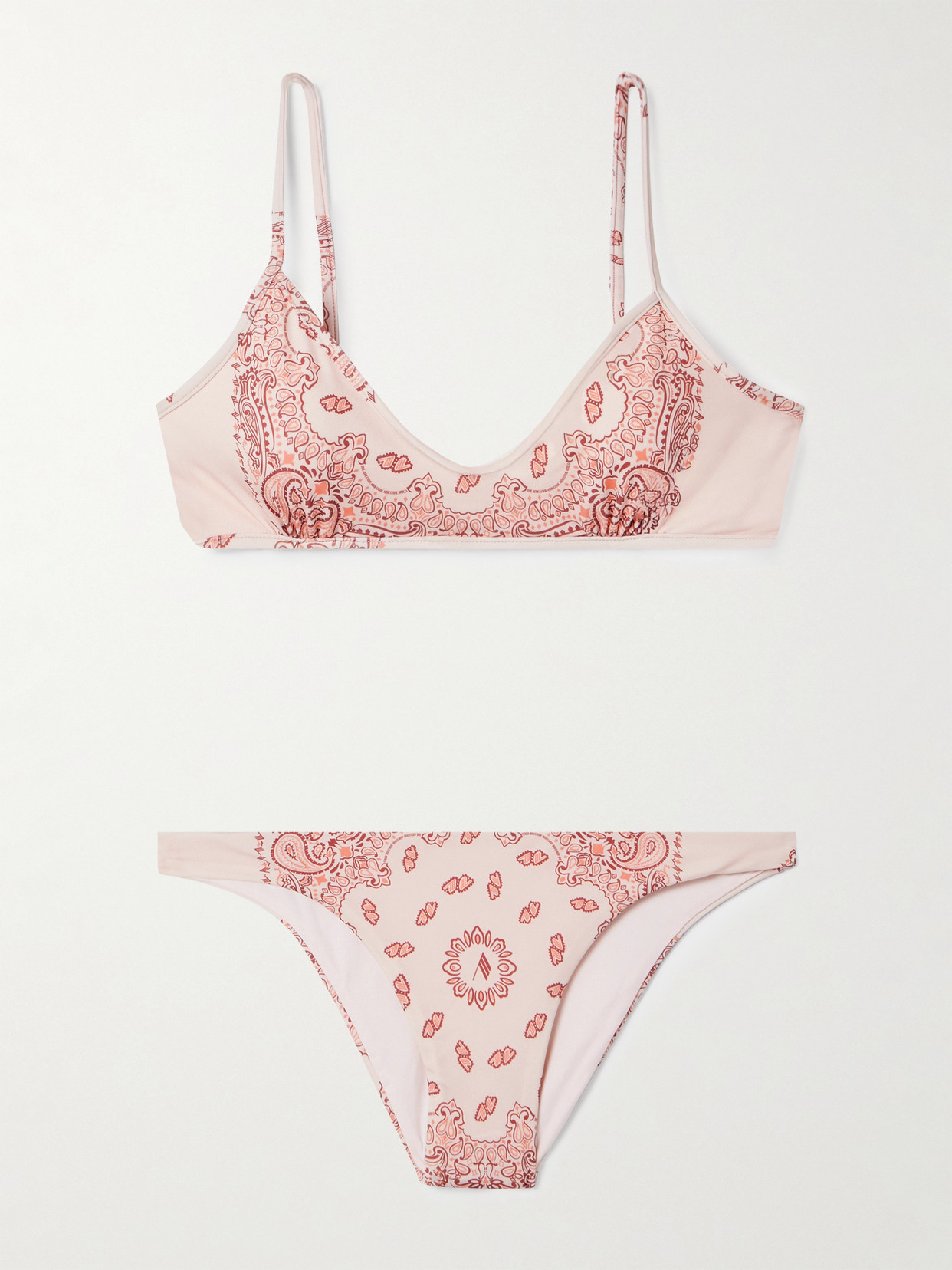 Attico Pink Bikini With Spaghetti Straps And All-over Print In Tech Fabric Stretch Woman