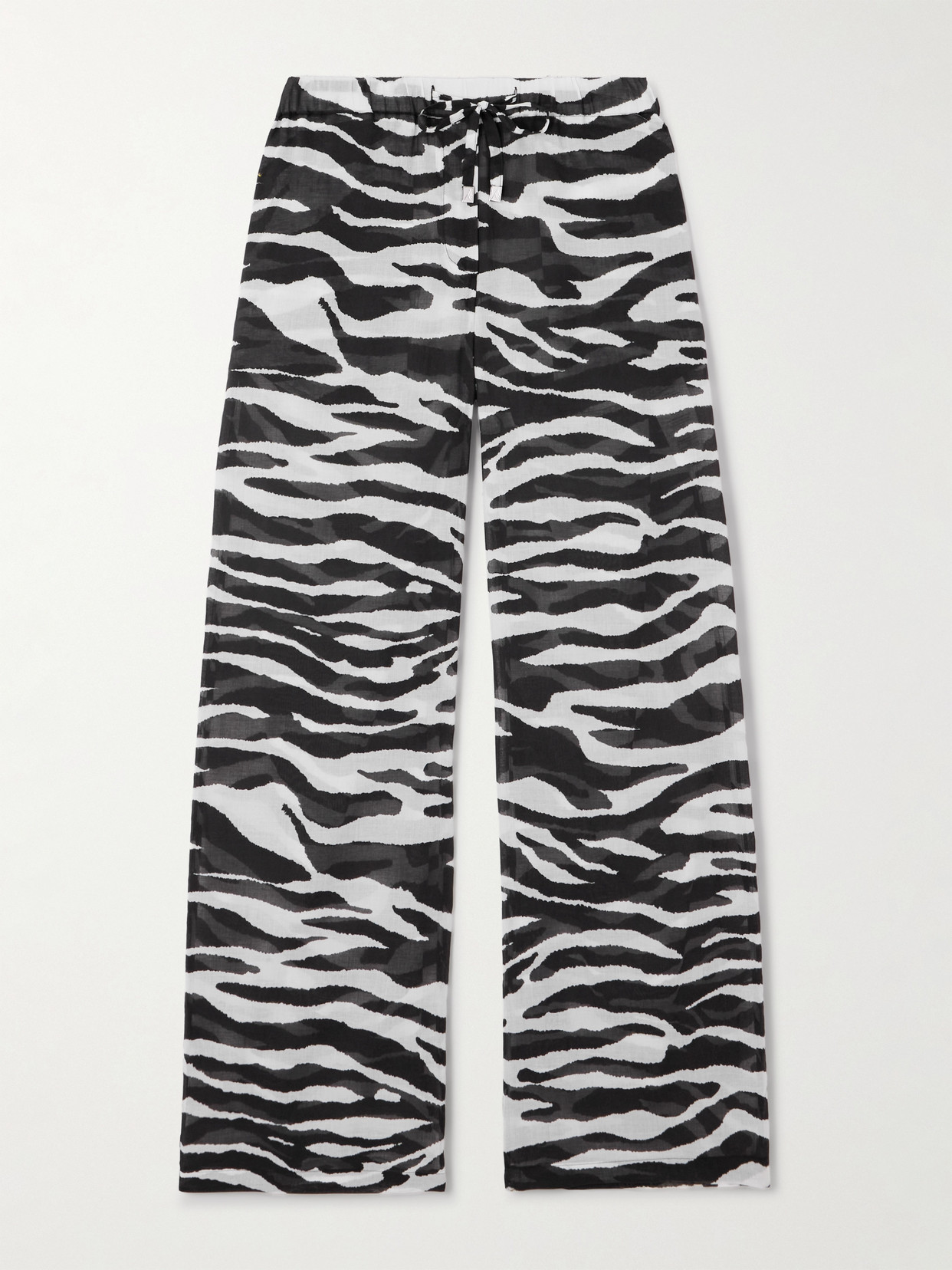 Attico Zebra-print Cotton-voile Wide-leg Pants