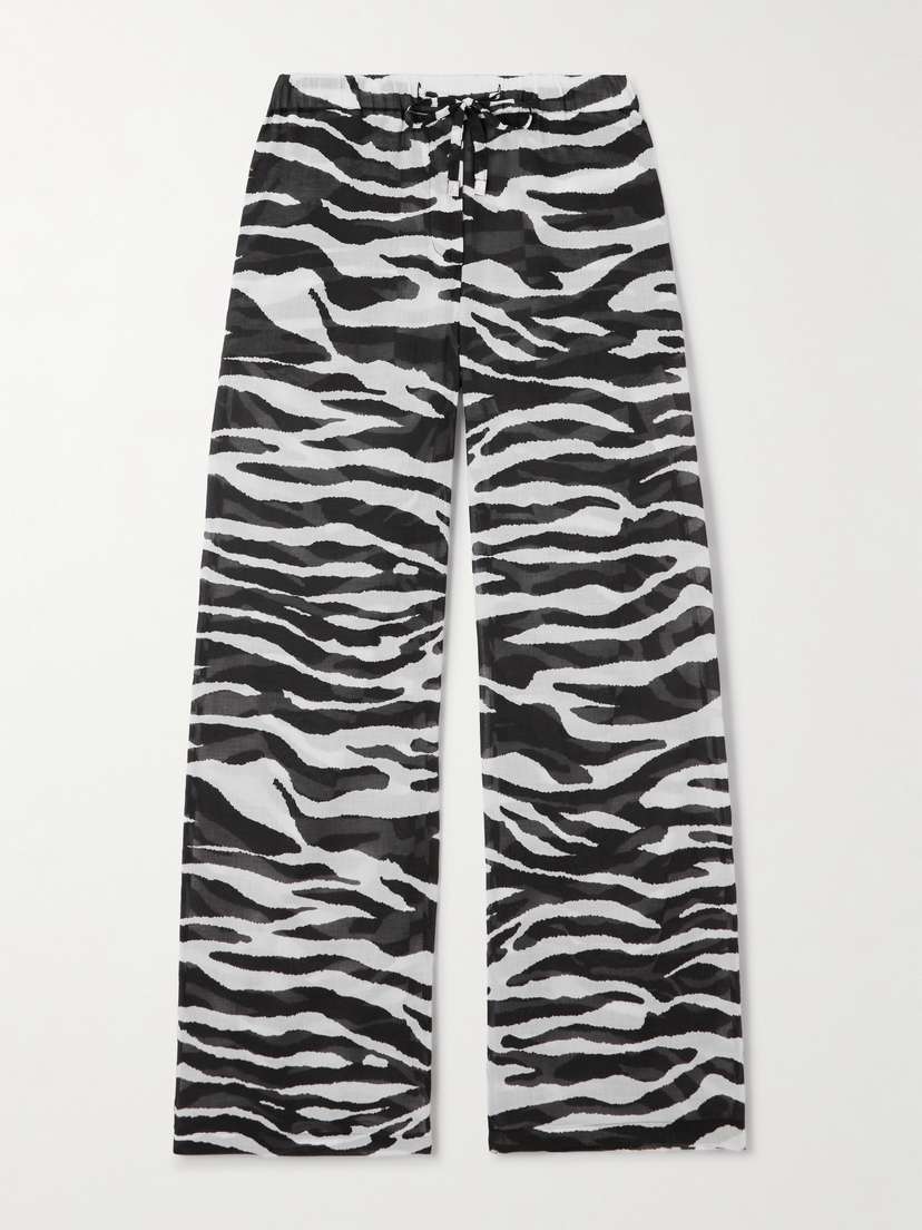 The Attico Zebra-print Cotton-voile Wide-leg Pants