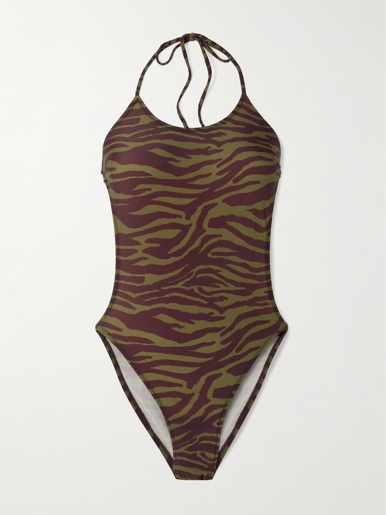 Attico Zebra-print Halterneck Swimsuit