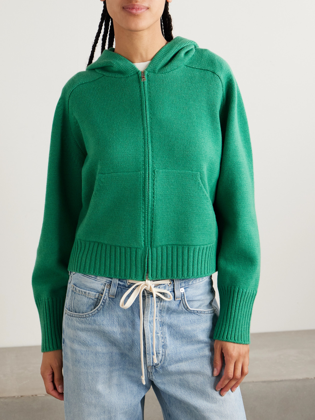 Calle Del Mar Cashmere Zip-up Hoodie In Green