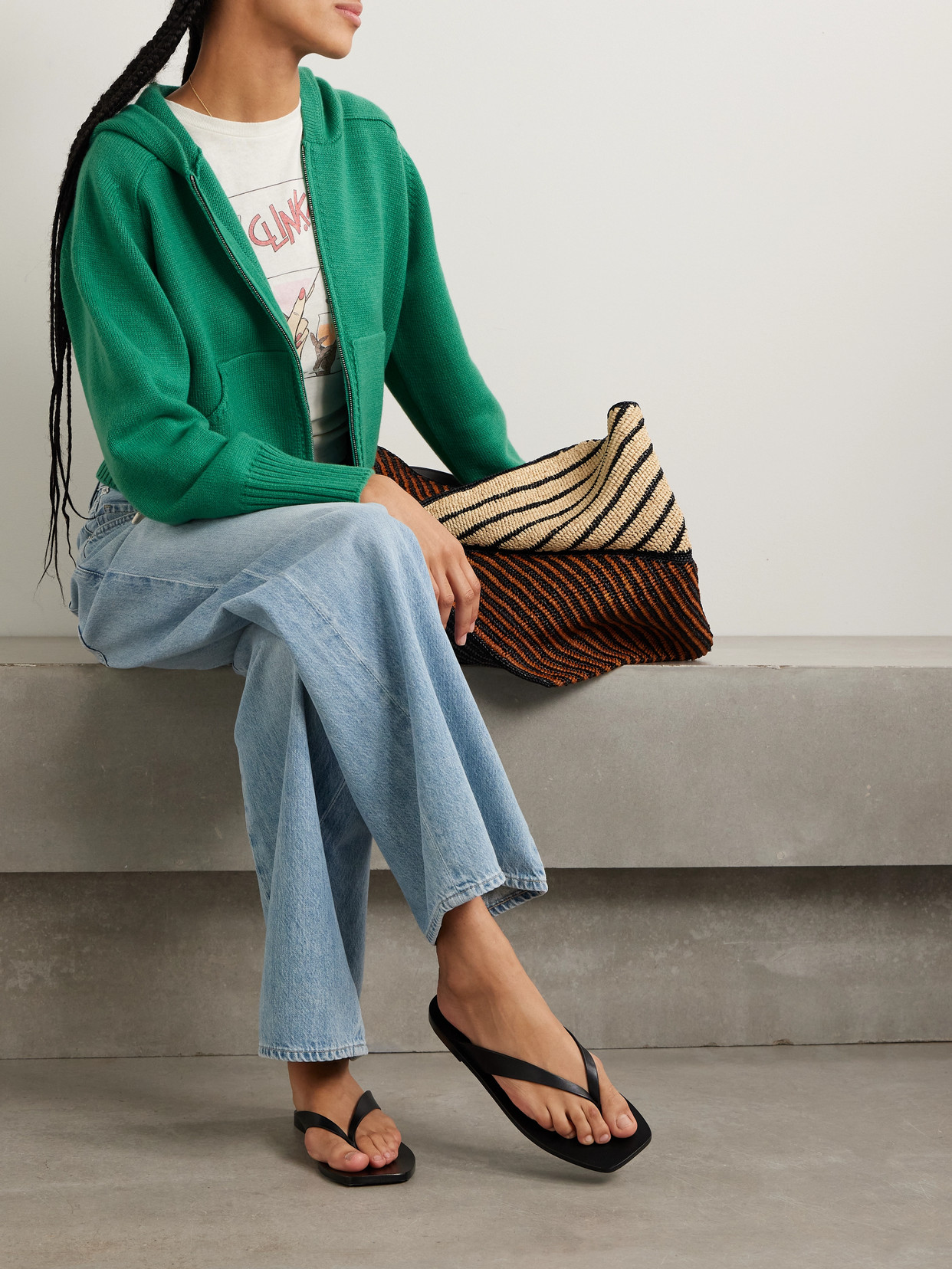 Calle Del Mar Cashmere Zip-up Hoodie In Green
