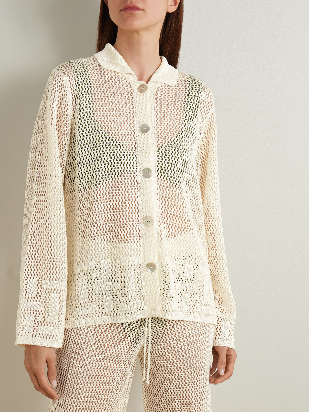 Calle Del Mar Crocheted Cardigan In Neutrals