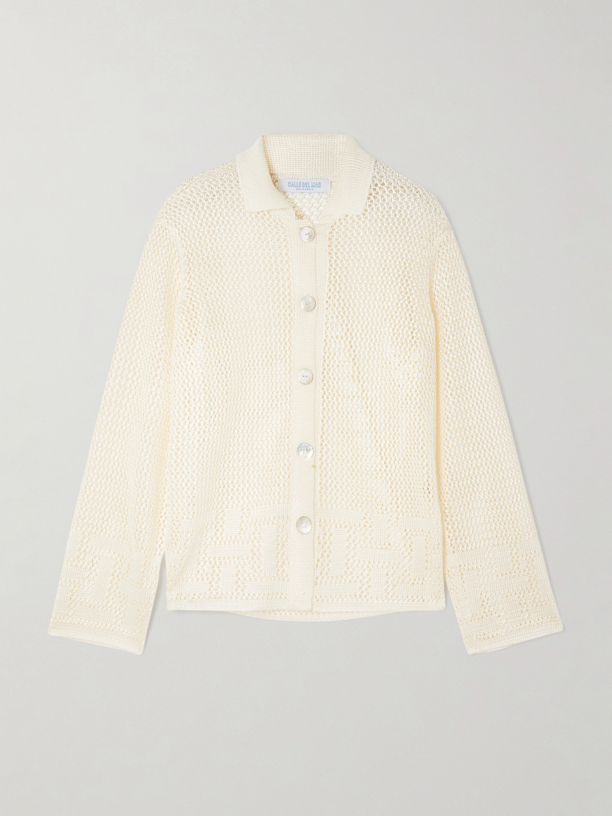 Calle Del Mar Crocheted Cardigan In Neutrals