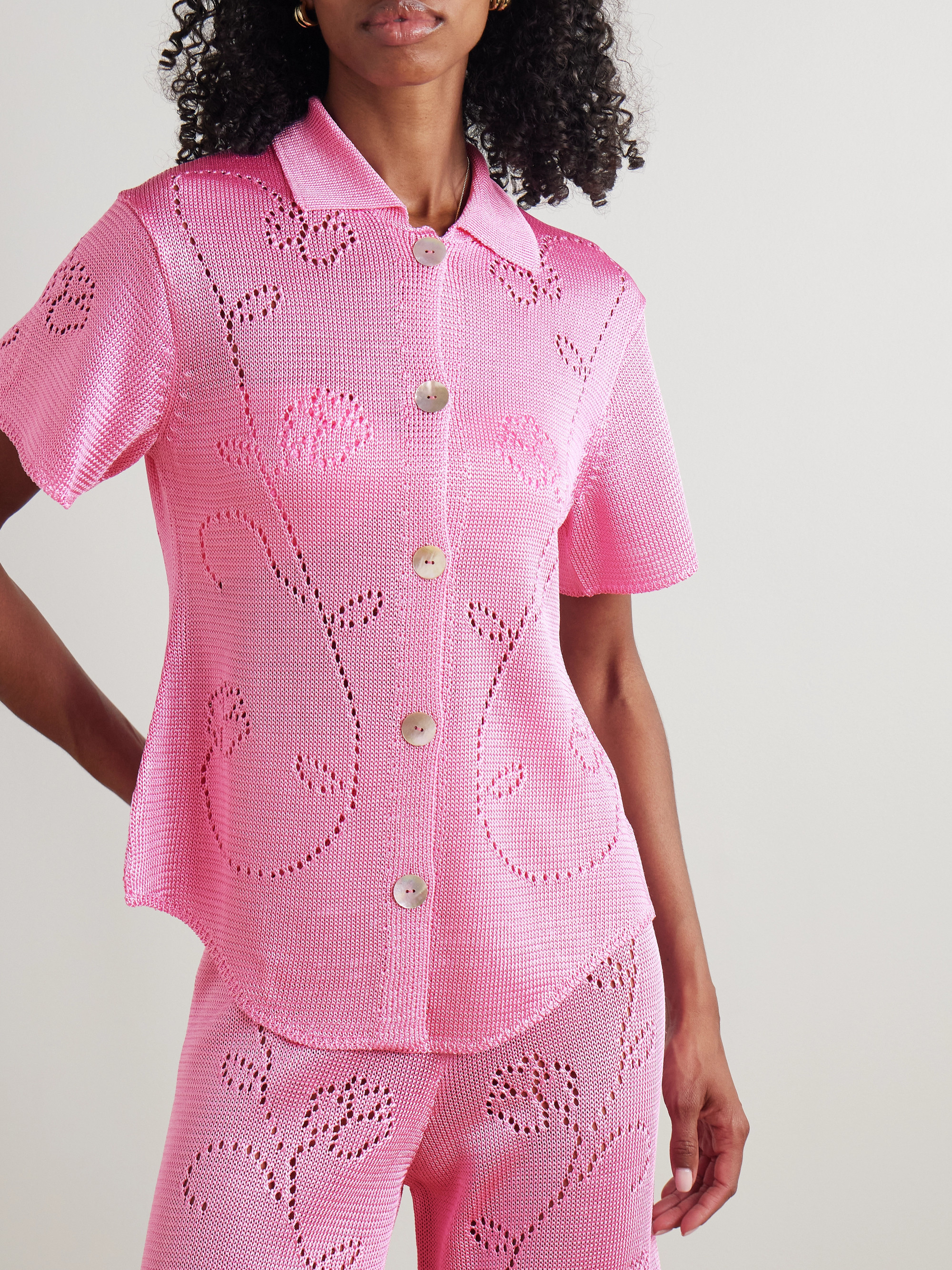 Calle Del Mar Ivy pointelle-knit shirt