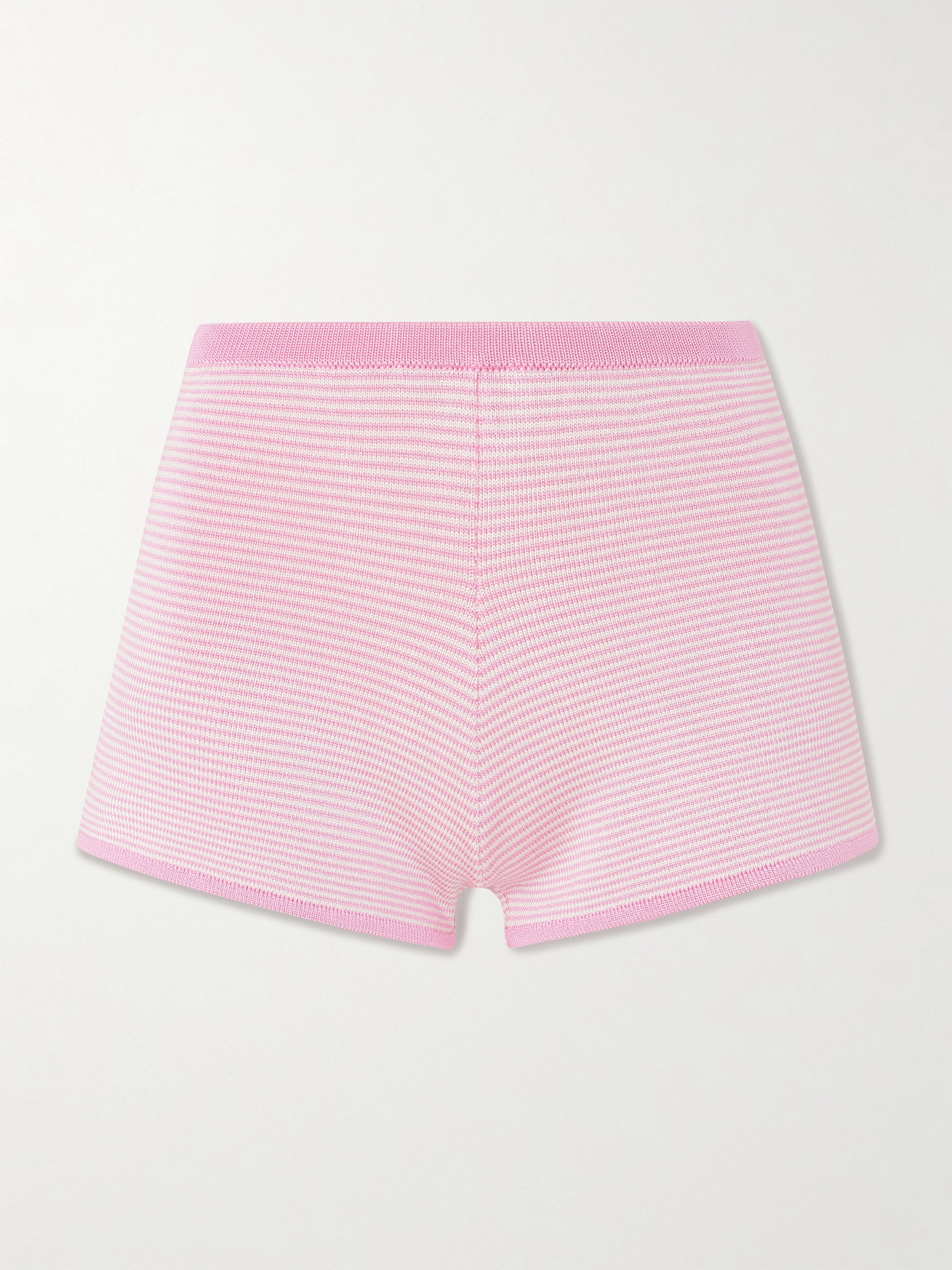 Calle Del Mar Striped Knitted Shorts In Pink