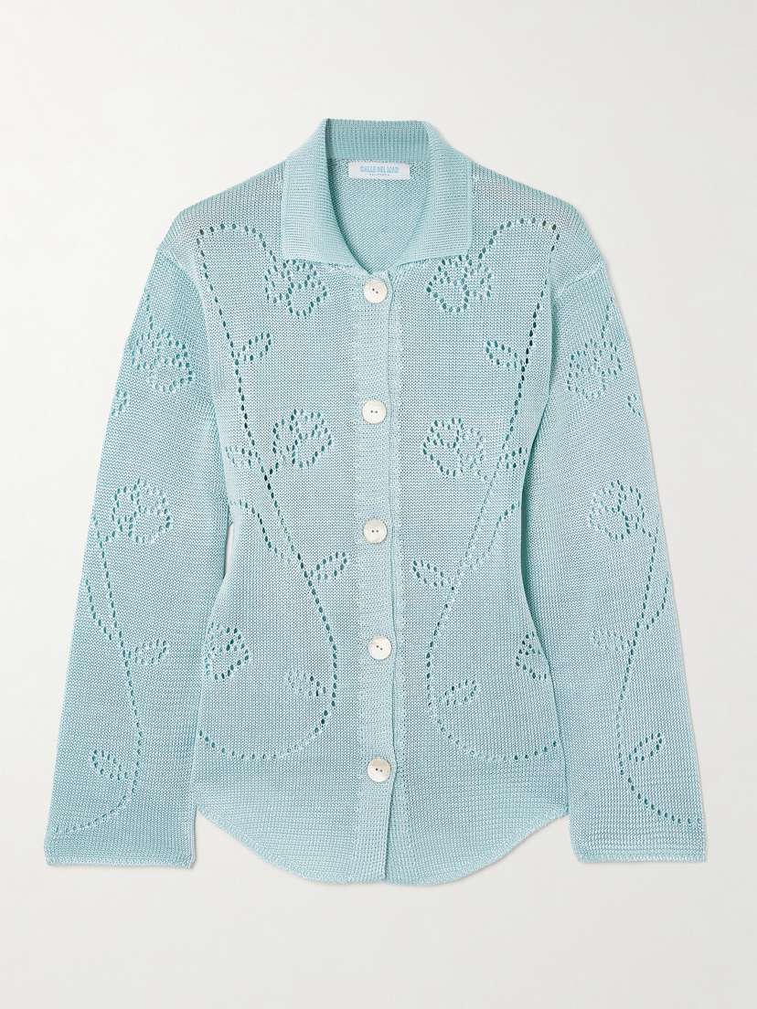 Calle Del Mar Ivy Pointelle-knit Cardigan