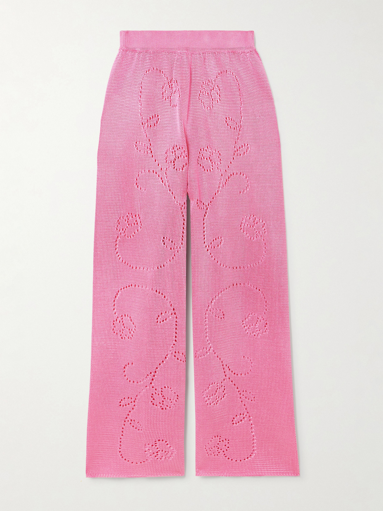 Calle Del Mar - Ivy Pointelle-knit Wide-leg Pants - Pink