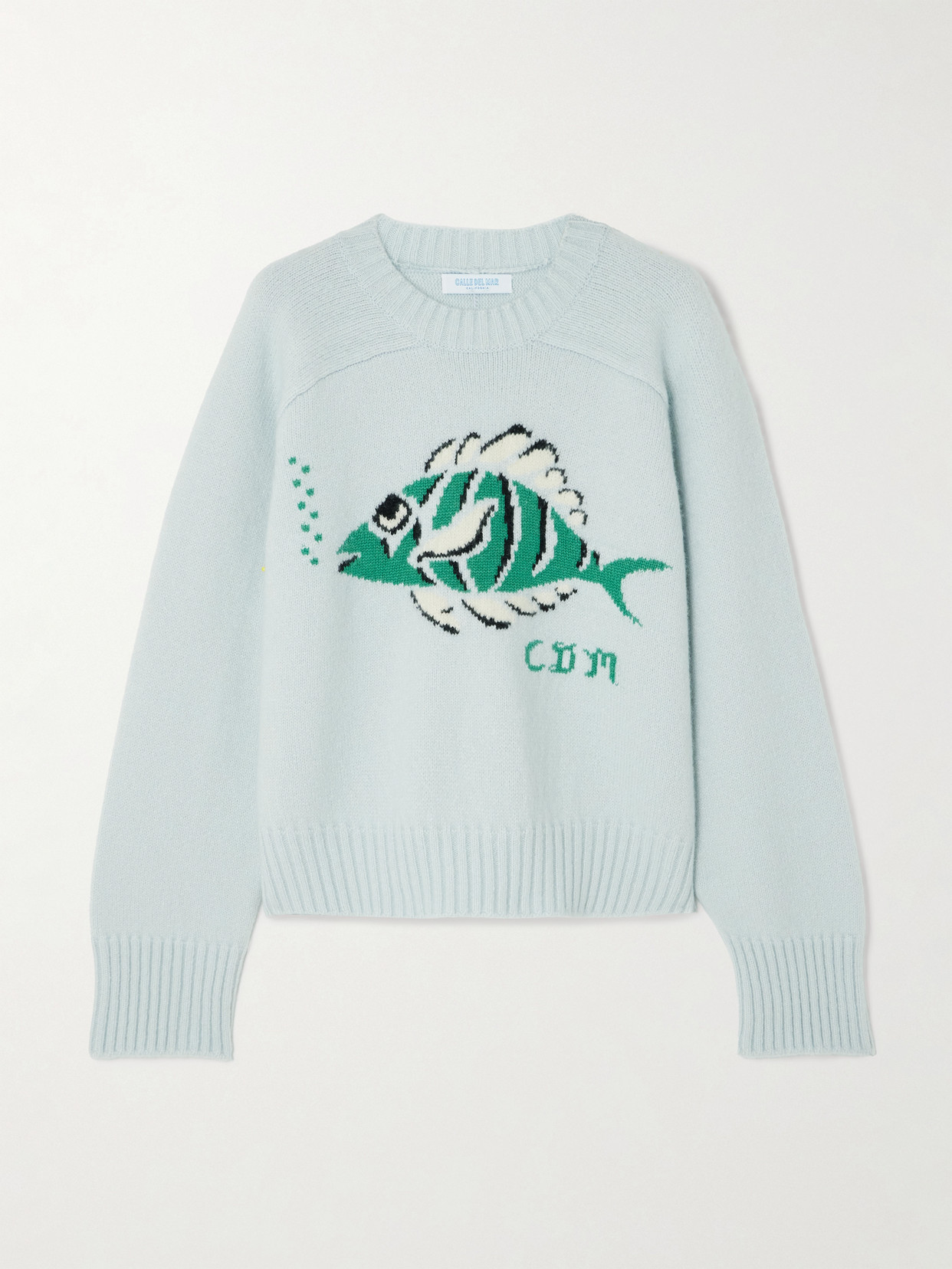 Calle Del Mar Intarsia-knit Cashmere Sweater In Blue