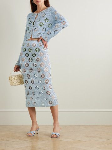 Calle Del Mar Crocheted midi skirt