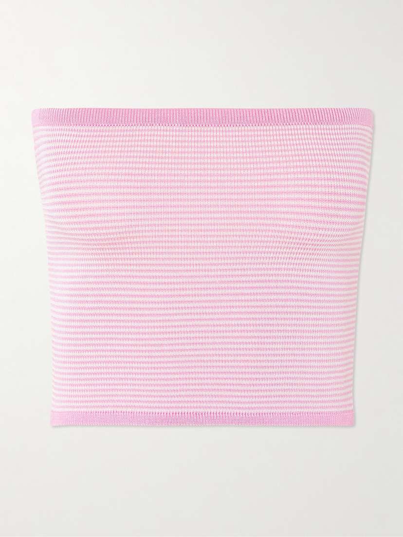 Calle Del Mar Strapless Striped Knitted Top