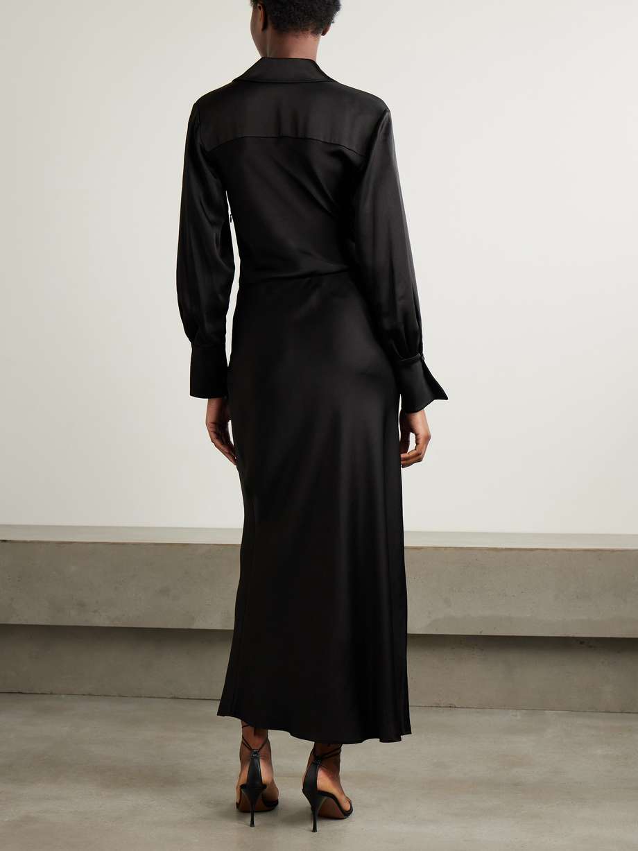 talita draped wrap-effect satin midi dress