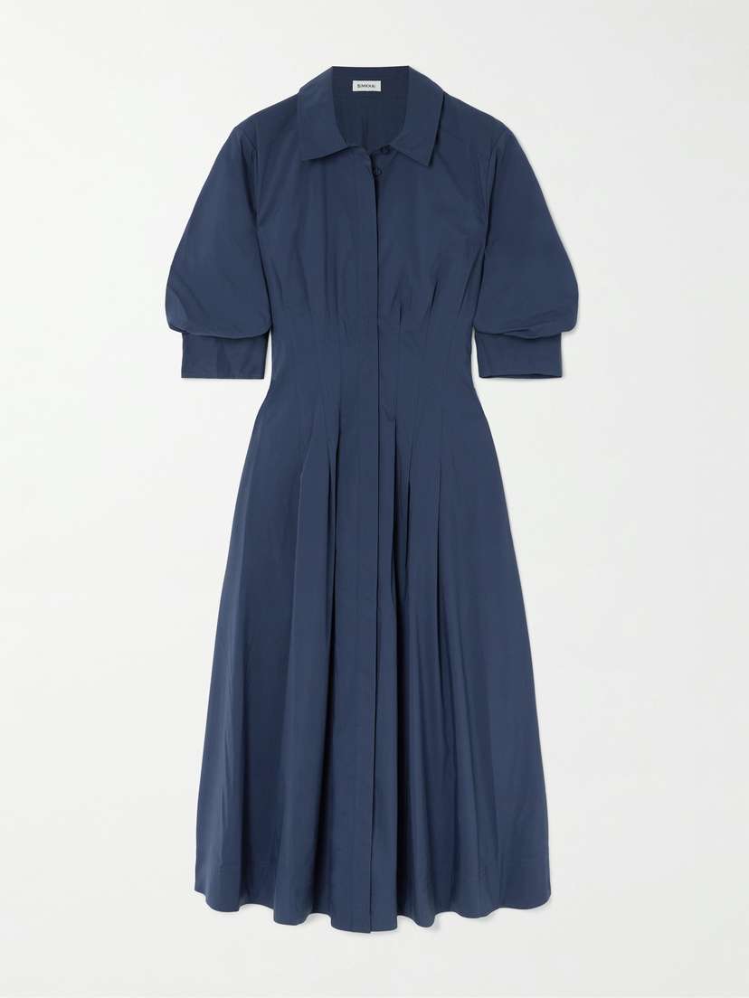 Simkhai Jazz Pleated Cotton-blend Poplin Midi Shirt Dress
