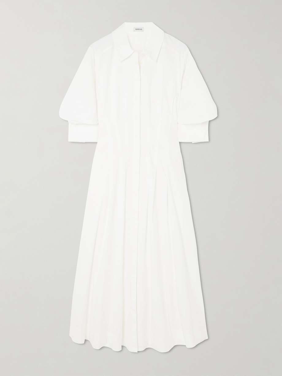 jazz pleated cotton-blend poplin midi shirt dress