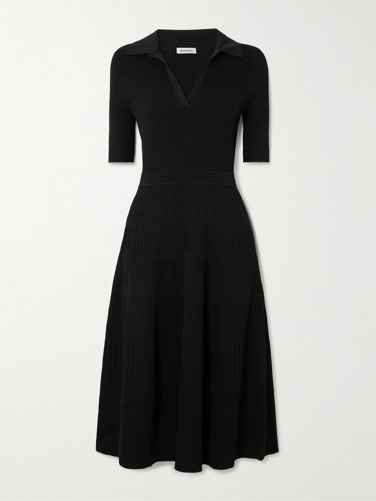 Simkhai Pati Ribbed-knit Midi Dress In Black