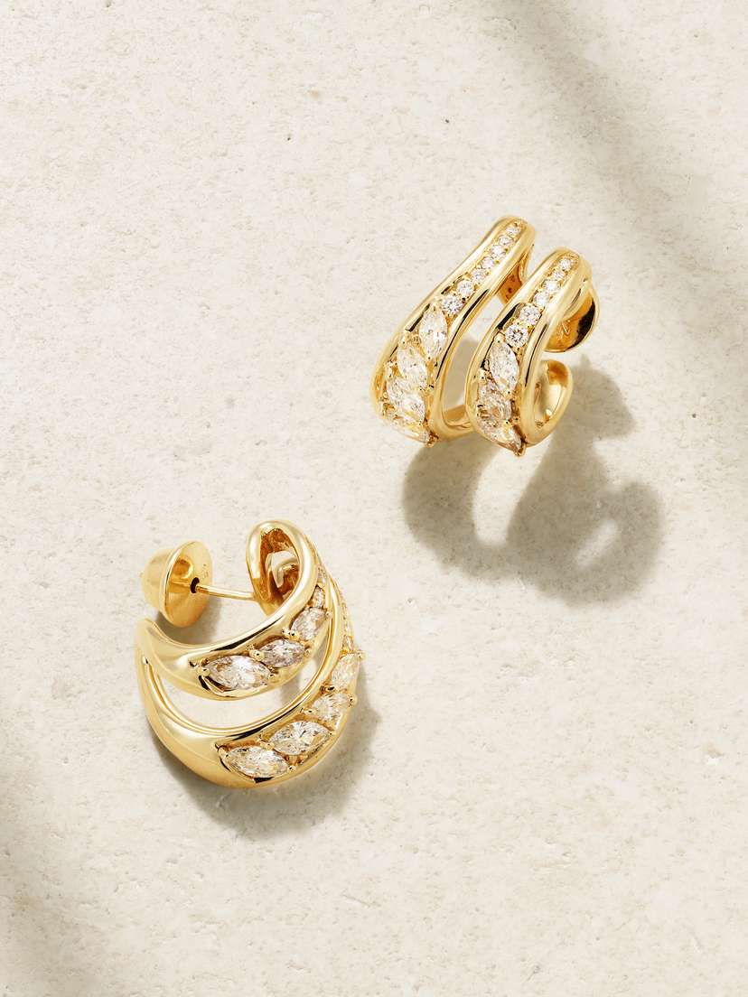 Fernando Jorge Stream Double 18-karat Gold Diamond Hoop Earrings