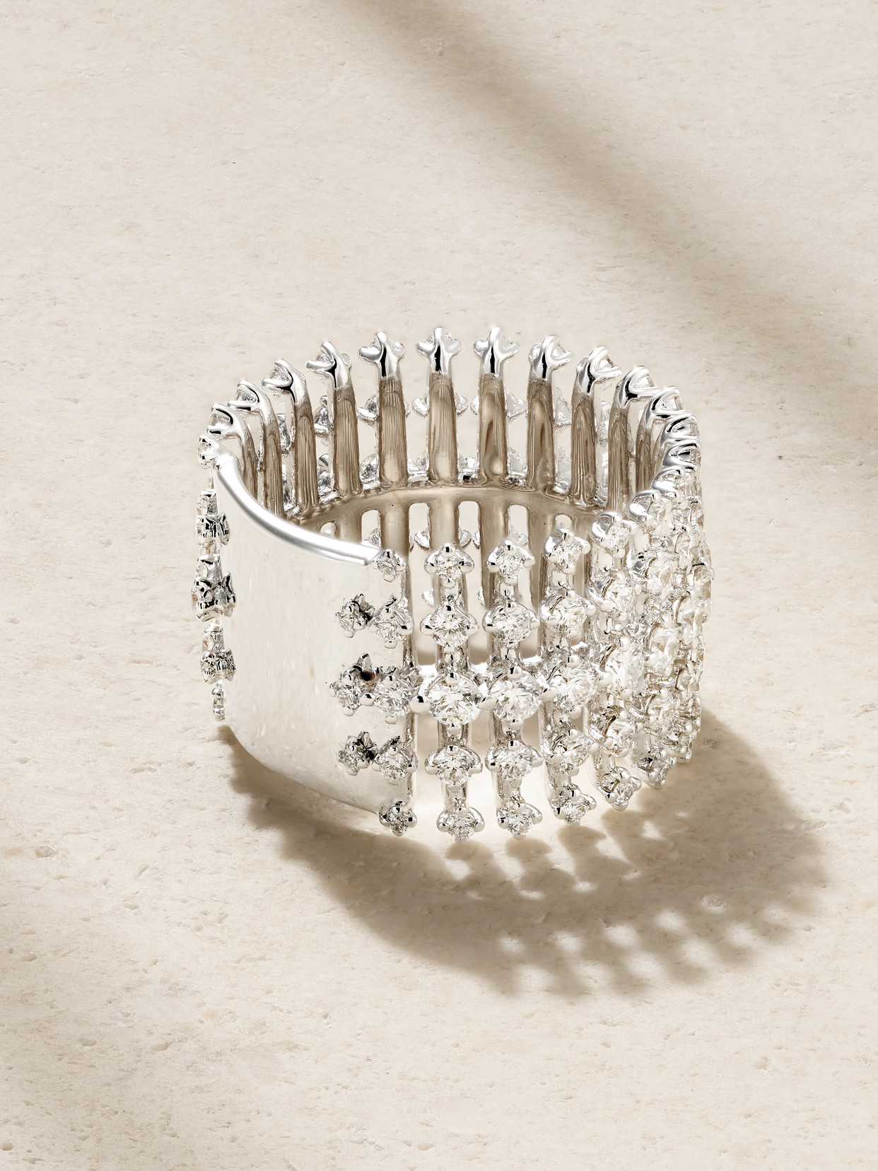 Fernando Jorge Disco 18-karat White Gold Diamond Ring In Silver