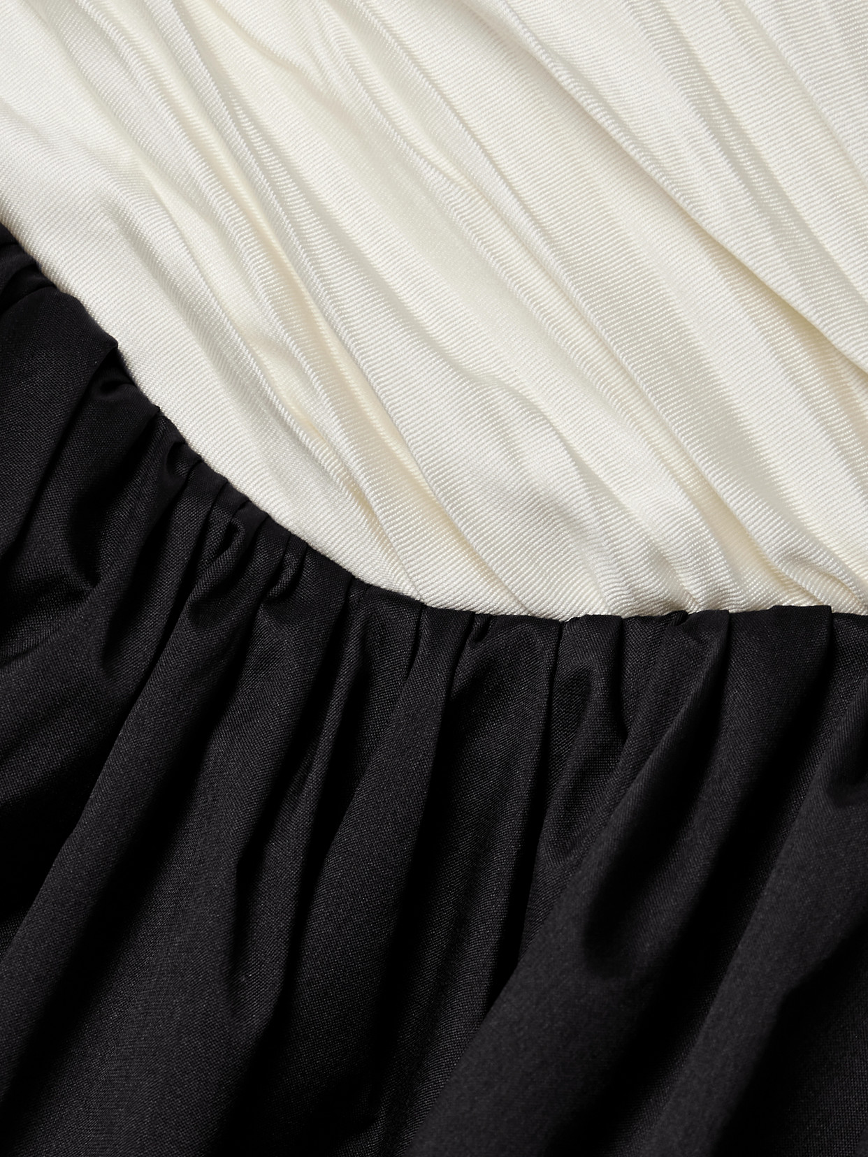 Marmar Halim Strapless Two-tone Gathered Plissé-mikado And Taffeta Gown