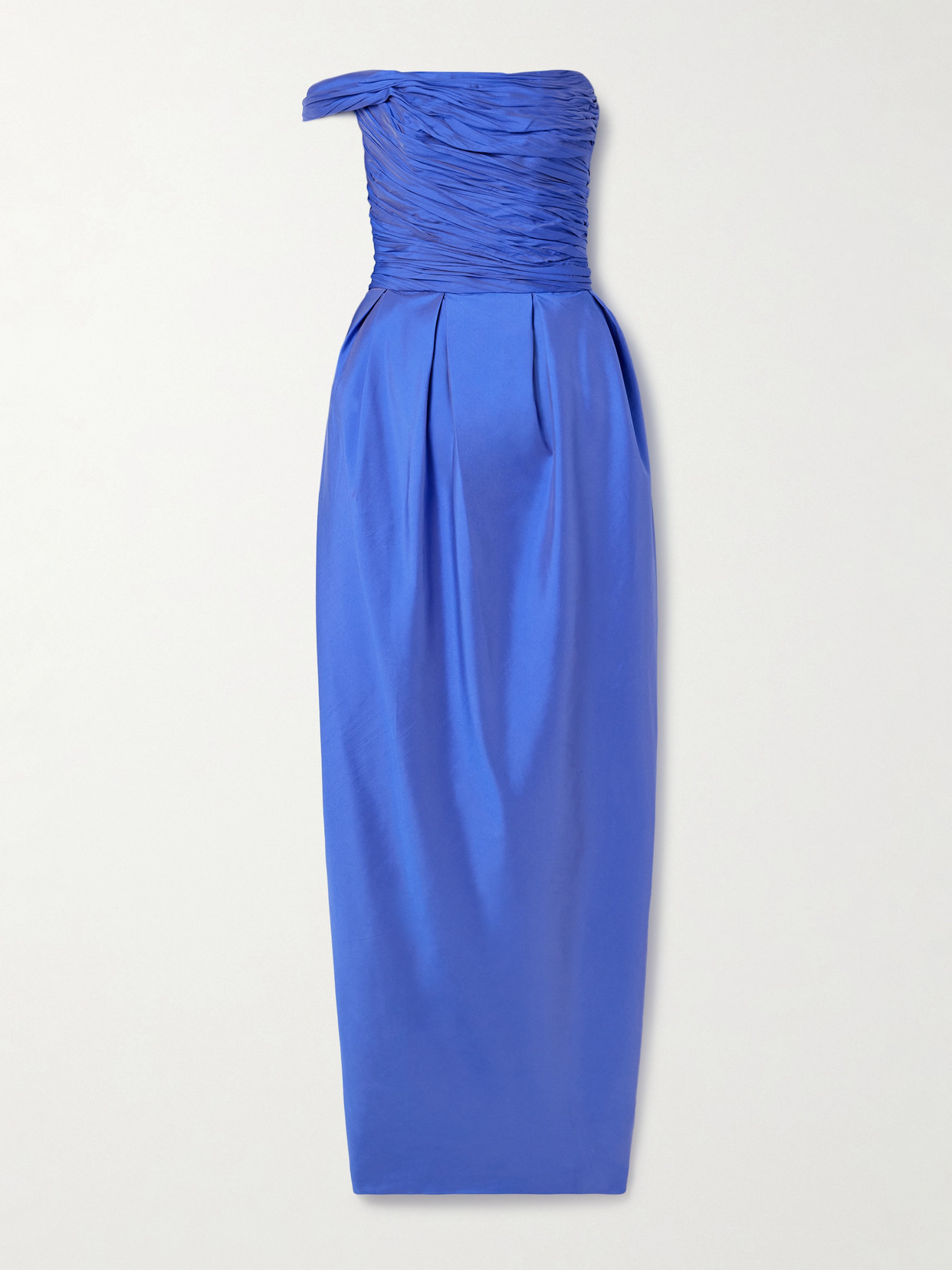 Marmar Halim One-shoulder Gathered Plissé-taffeta Gown