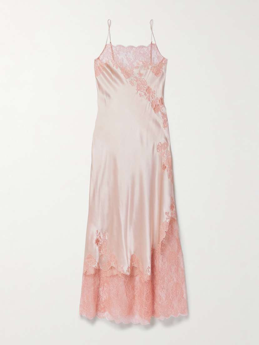 Carine Gilson Lace-trimmed Silk-satin Nightdress