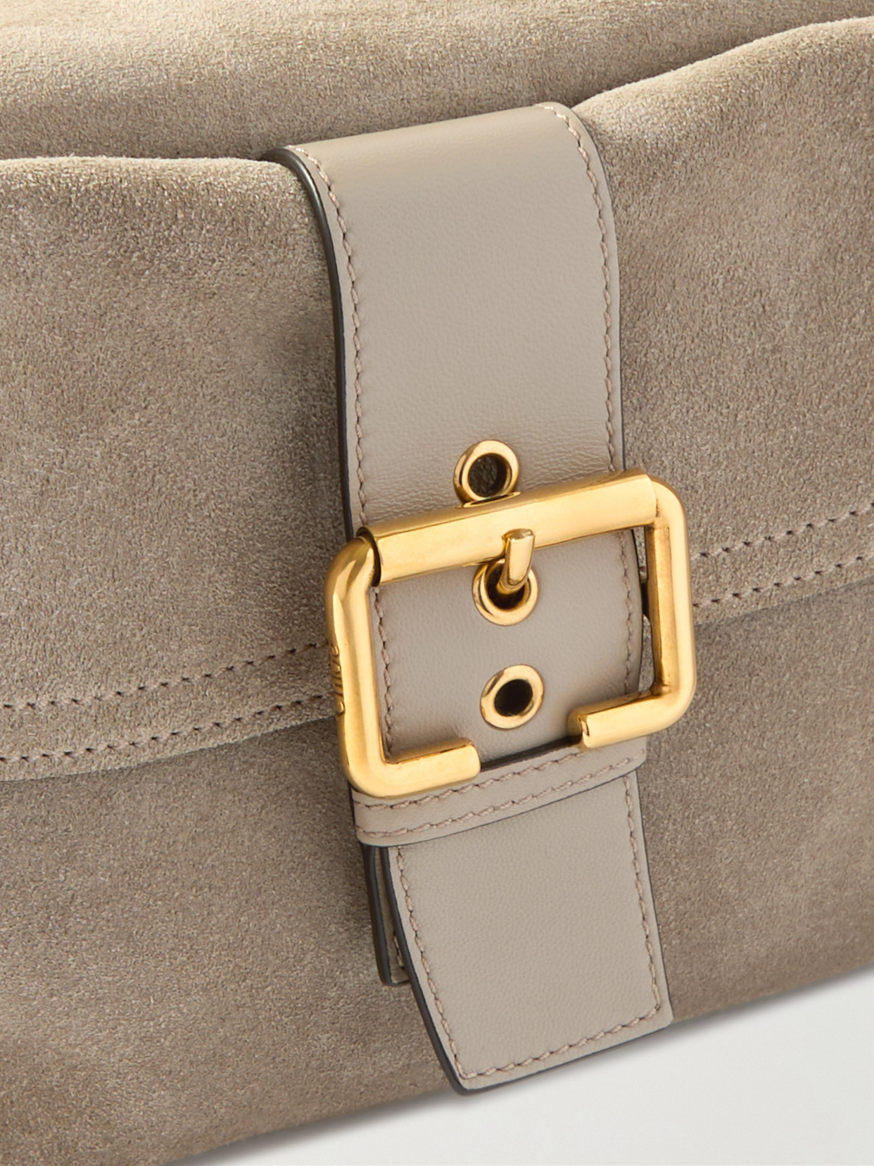 Chloé Camera Leather-trimmed Suede Shoulder Bag In Gray