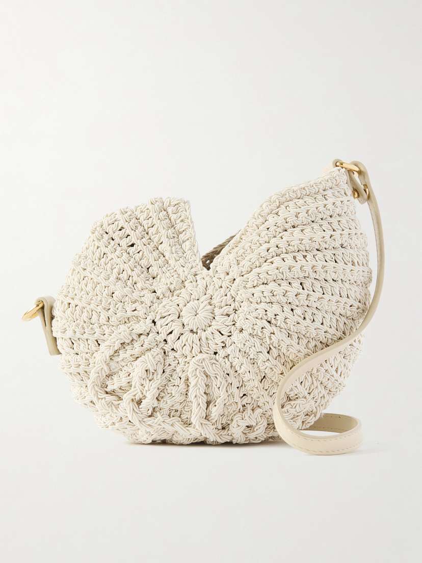 Chloé Sea Treasures Leather-trimmed Crocheted Cord Shoulder Bag