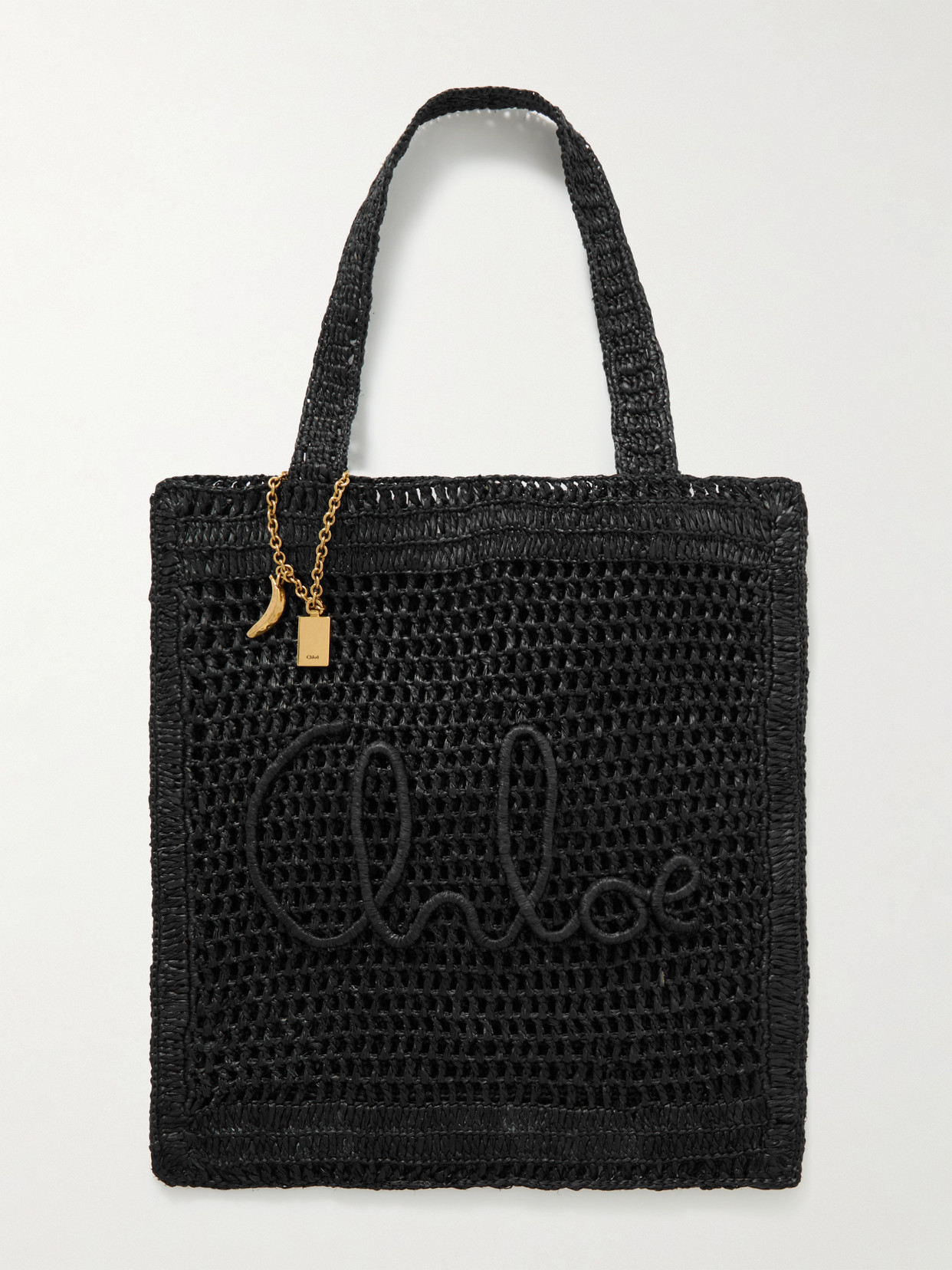 Chloé Women Summer Banana Rafia Tote In Black