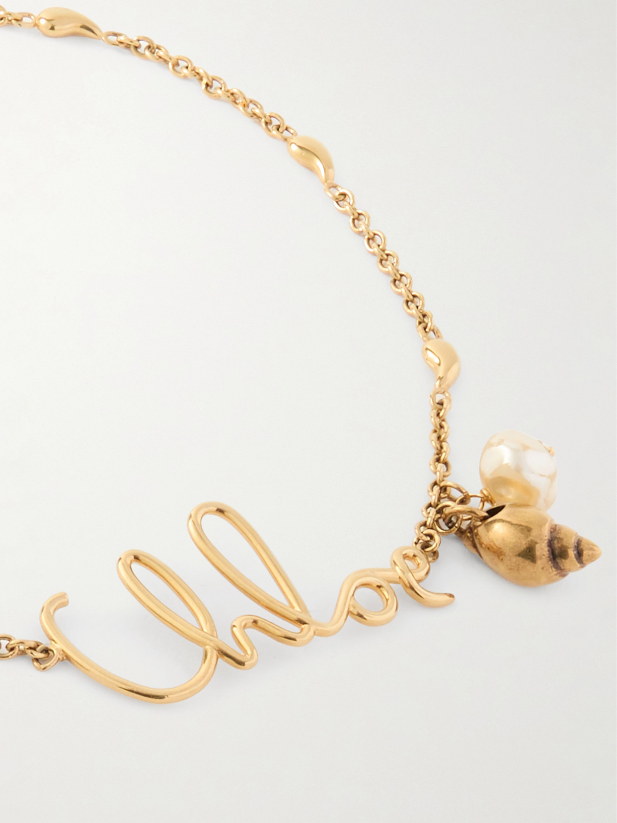 Chloé Gold Colored Necklace With Logo Lettering In Brass Woman In Multicolor