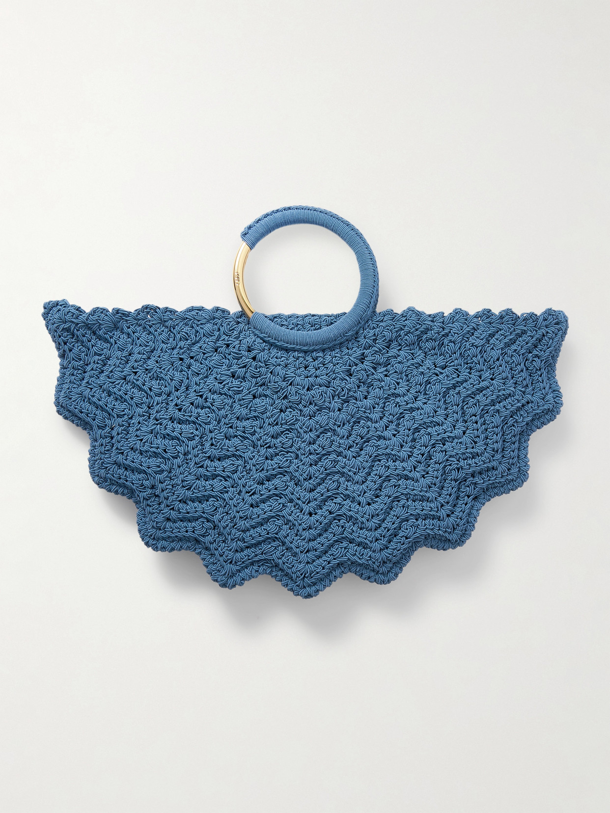 Chloé Passementerie Crochet Top-handle Bag In Fabric In Blue