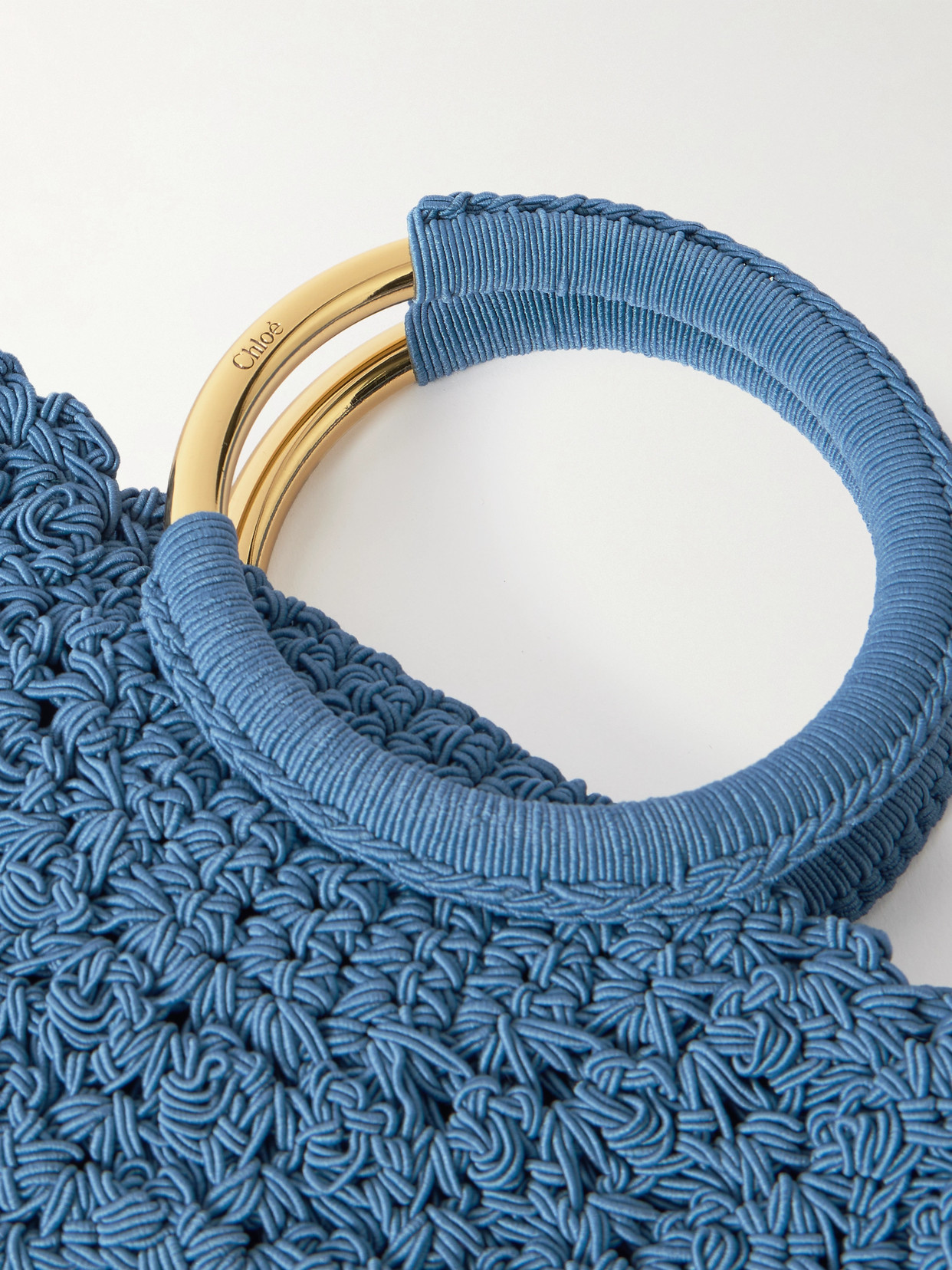 Chloé Passementerie Crochet Top-handle Bag In Fabric In Blue