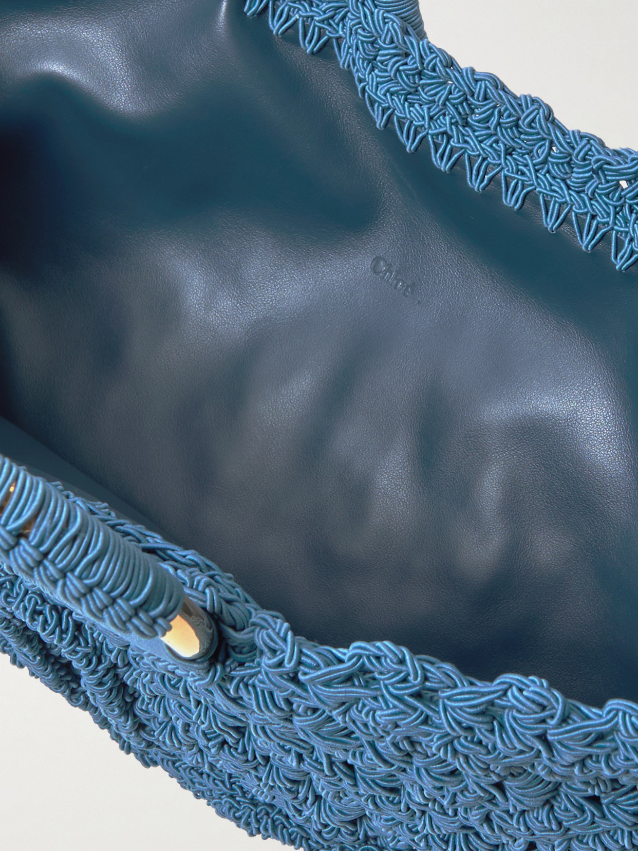 Chloé Passementerie Crochet Top-handle Bag In Fabric In Blue