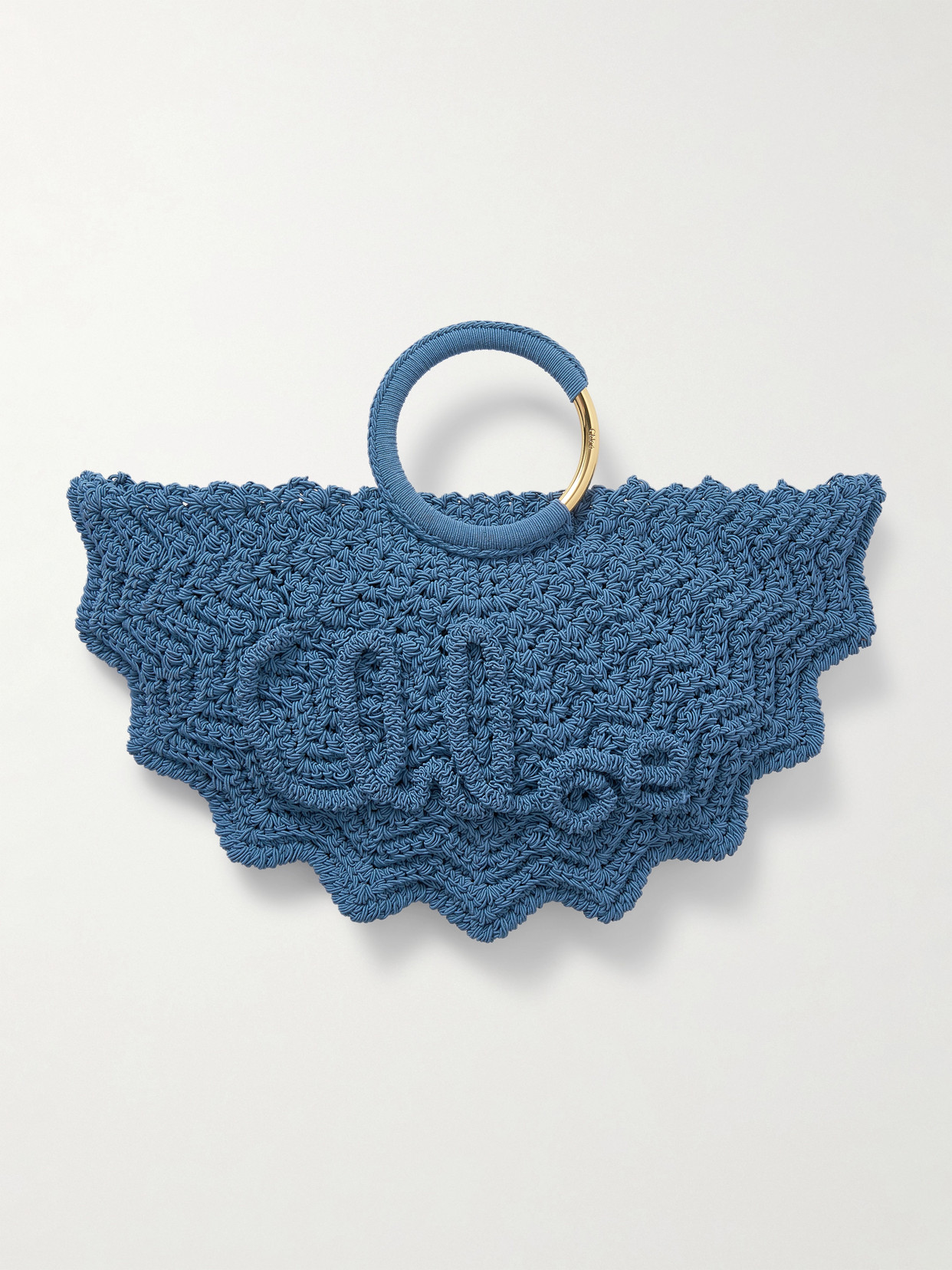 Chloé Passementerie Crochet Top-handle Bag In Fabric In Blue