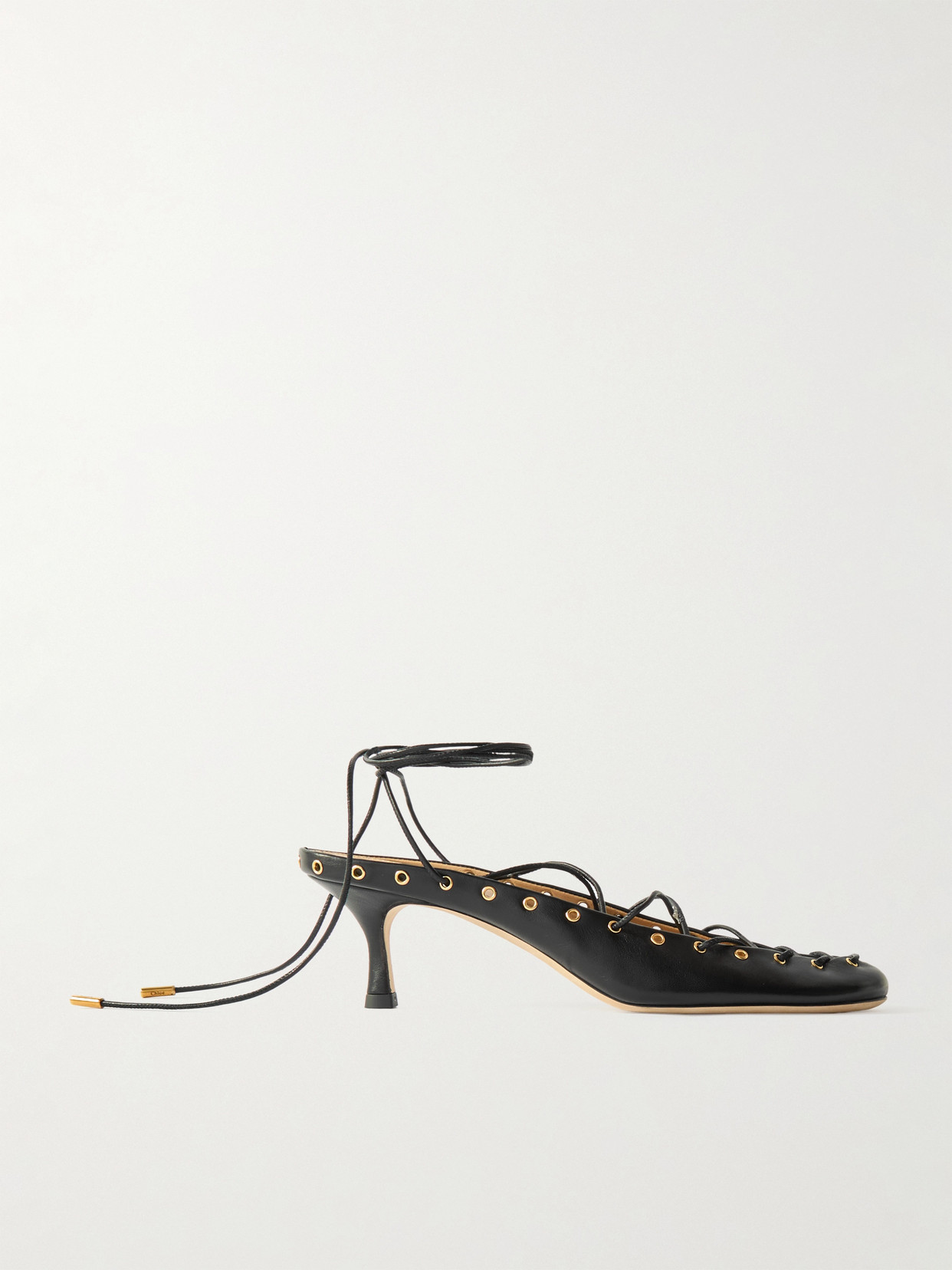 Chloé Chloe Ghilies Tie-up Leather Sandals In Black